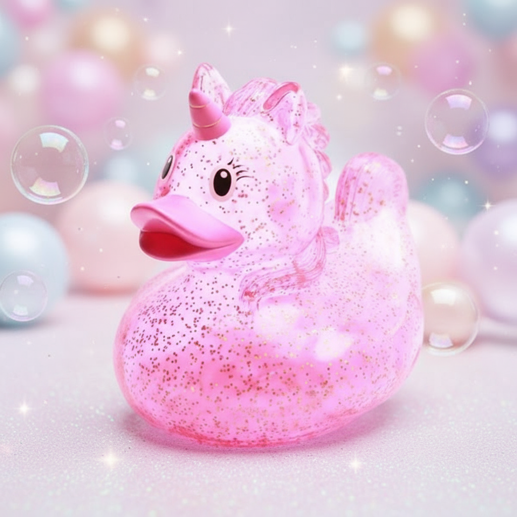 XL Pink Glittery Unicorn Duck