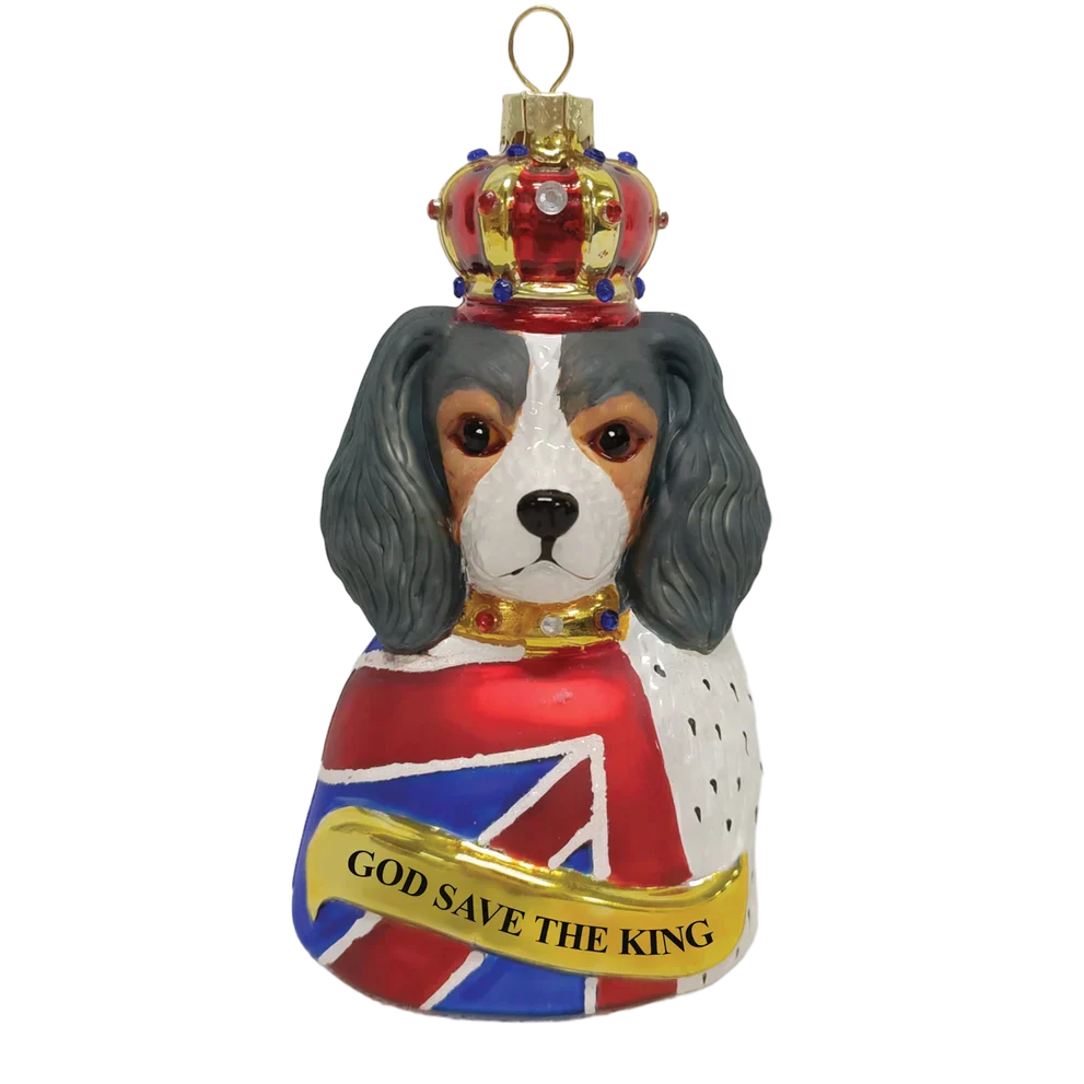 Boule de Noël Cavalier King Charles « God Save the King »