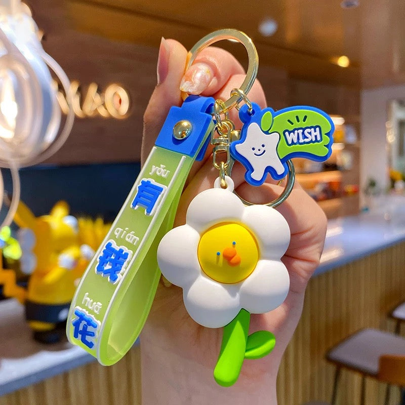 porte-cles-canard-fleur