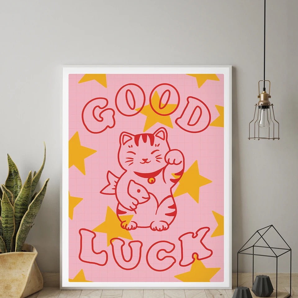 Artprint Chat Chanceux Good Luck