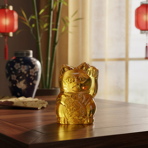 Statuette Chat Chanceux Jaune
