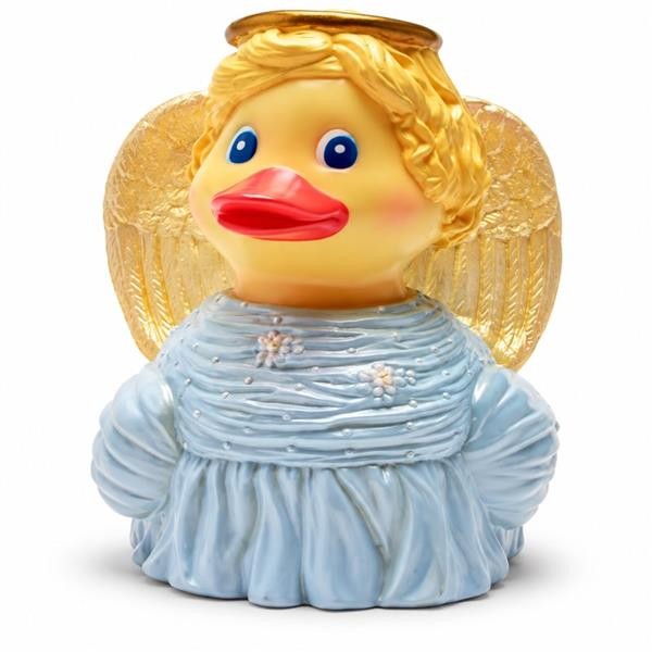 Canard Guardian Angel Rubba Ducks – vue de face en robe bleue