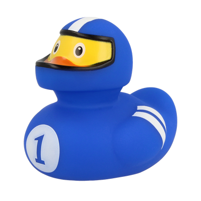 Blue racing pilot duck